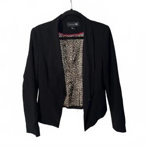 Forever 21 Black Women's Blazer with Leopard Print Lining
